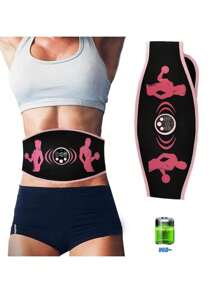 Cinturón abdominal estimulador de músculos abdominales - Cinturón estimulador de abdominales recargable por USB, cinturón tonificador de músculos para entrenamiento de abdominales, masajeador para hombres y mujeres - Negro
