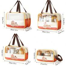 1pc Funny Transparent Cosmetic Bag/Portable Toiletry Bag/Waterproof PVC Storage Pouch/Double-Layer Separation Dry & Wet Bag