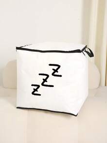 1 Piece, Letter Pattern Printed Large Capacity Storage Bag, Wardrobe Organizing Storage Bag, Foldable Clothing Storage Box, With Sturdy Zipper Clothing Storage Container, Suitable For Clothing, Blankets, Quilts, Etc Home Bedroom Clothes Storage Organizer Closet Organization And Storage - Multicolor - View 17