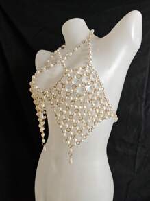 Sexy Lingerie Body Chain For Women, Men & Crossdressers – Acrylic, Crystal, Sequins Chest Harness, Hollow-Out Pendant Vest, Hot Girl Bra Accessories For Nightclubs, Parties, Hotels, Carnivals, Couples