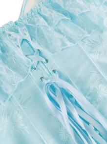 Women's Off Shoulder Jacquard Waist Corset Lace Strap Tops, Suitable For New Year Party, Valentine's Day, Holiday, Halloween Costume