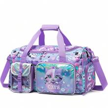 儿童旅行包、女孩旅行包、儿童过夜包、女孩舞蹈包、女孩周末旅行包、带鞋仓的健身包 - 卡通旅行袋 - 查看 4