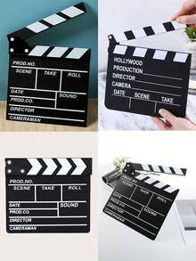1pc Creative Wooden Clapperboard Decoration, Suitable For Bedroom, Living Room, Office Wall Decor, Desktop Ornaments, Party Supplies - Multicolor - View 1