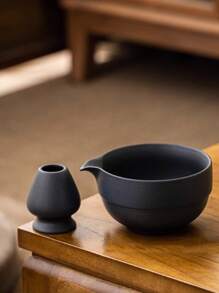 2pcs/Set Ceramic Matcha Bowl Set, Includes Matcha Whisk And Matcha Bowl, Vintage Ceramic Matcha Tea Set, Suitable For Gift-Giving On Holidays And Daily Home Use