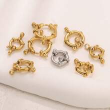 1pc 304 Stainless Steel 18K Gold Plated Round Spring Lobster Clasp Necklace Bracelet Connector, DIY Jewelry Making Accessory