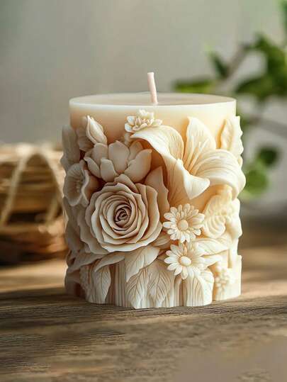 1 件玫瑰和喇叭花柱状硅胶模具 - 精致美丽的细节花朵图案，适用于香薰蜡烛、汽车空气清新剂、浇注独特的礼物 | 室内装饰 | 理想的硅胶模具