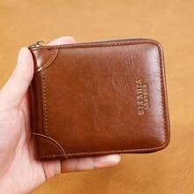 1pc Retro Zipper Men's Wallet, Minimalist Business Large Capacity Men's Credit Card Holder, Suitable For Men, Young Professionals And Office Workers, Great For Business Trip, Outing And Travel Wallet Mini Wallet Purse Wallet Card Wallet