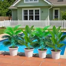 4pcs Artificial Green Plants, Beautiful Lifelike Fake Plants, Suitable For Home Decor, Office, Wedding, Hotel, Garden, Photography, Outdoor Courtyard Decor, Suitable For Anniversary, Father's Day, Mother's Day, Graduation Season, June Festival, Indoor/Outdoor Decoration - Containers Not Included