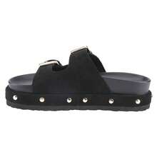Edge Rise  Plain  Casual  Outdoor  Fabric  Buckle    Platform Studded Slide Sandal  Outdoor - màu đen - Xem 2