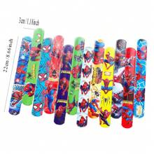 Marvel 12pcs/Set Marvel Spider Man Series Slap Bracelets For Stitch Anime Figure Wristand Slap Bracelets For Christmas Party Gifts