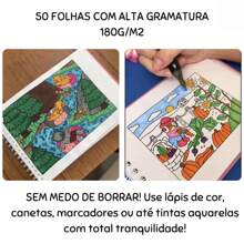 KIT Livro de Colorir Bobbie Goods 200g A5 - Canetinhas Ponta Dupla 24/36