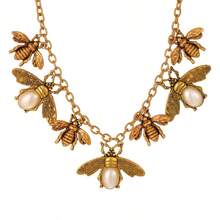 1pc Punk Style Elegant And Fashionable Multi-Color Alloy Titanium Steel Encrusted With Artificial Crystals Faux Pearl Bee Pendant Necklace Party Music Festival Banquet Wear, Men And Women's Versatile Models, Gifts For Friends And Classmates Bee Lovers - Multicolor - View 14