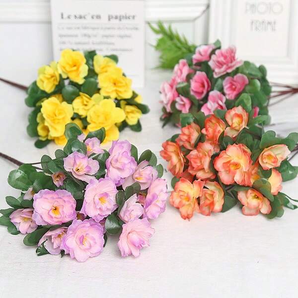 2 pièces Fleur de rhododendron en faux soie, style rustique, fleur artificielle pour la décoration de la maison, la décoration de mariage, l'ornement du salon, l'arrangement extérieur