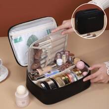 1pc.Travel Toiletry Bag - Space-Saving And Easy To Access, PU Material, Large Capacity Cosmetic Storage Box, Suitable For Travel, Multi-Functional Storage Bag, Perfect For Outdoor Use