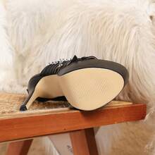 17cm Elegant Rivet Decorated Sandals, Comfortable High Heel Sandals, Size 35-42, Italy 2026 Rome Style,Platform Heels For Women - Black - View 6