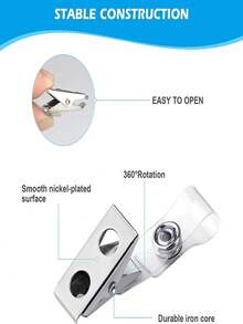 1 Set (5pcs) Clear ID Card Holders With Lanyards - Multi-Attachment Badge Reels (Keychain + Clip) | Rigid Plastic Card Sleeves For Office, School, Events | Bulk Credit Card & Pass Holders - Multicolor - View 4