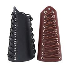 1pc Medieval Knight Style PU Leather Punk Rivet Arm Sleeve Bracers, Cosplay Accessories For Men