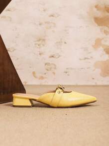 Sandales à talon compensé à bout pointu ornées de strass et lacets de couleur unie pour femmes, convenant à diverses tenues, printemps/automne