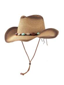 1pc Boho Casual Beaded Jewel Butterfly Hollow Straw Sun Hat, Fashionable Versatile Vacation Leisure Accessory For Men And Women, All Season - Teardrop Hat - View 20