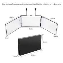 3 Way Mirror For Hair Cutting, Makeup Mirror 360 Trifold Mirror With Height Adjustable Telescoping Hooks, For Makeup, Hair Styling - Black - View 7