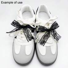 8pcs Lace Bow Shoe Charms For Sneakers Pearl Shoelace Black White Bow Pendant Accessories Decorations Clips Jewelry For Keychain Cellphone Strap