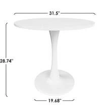 31.5" Small Round Dining Tulip Table, - White - View 1