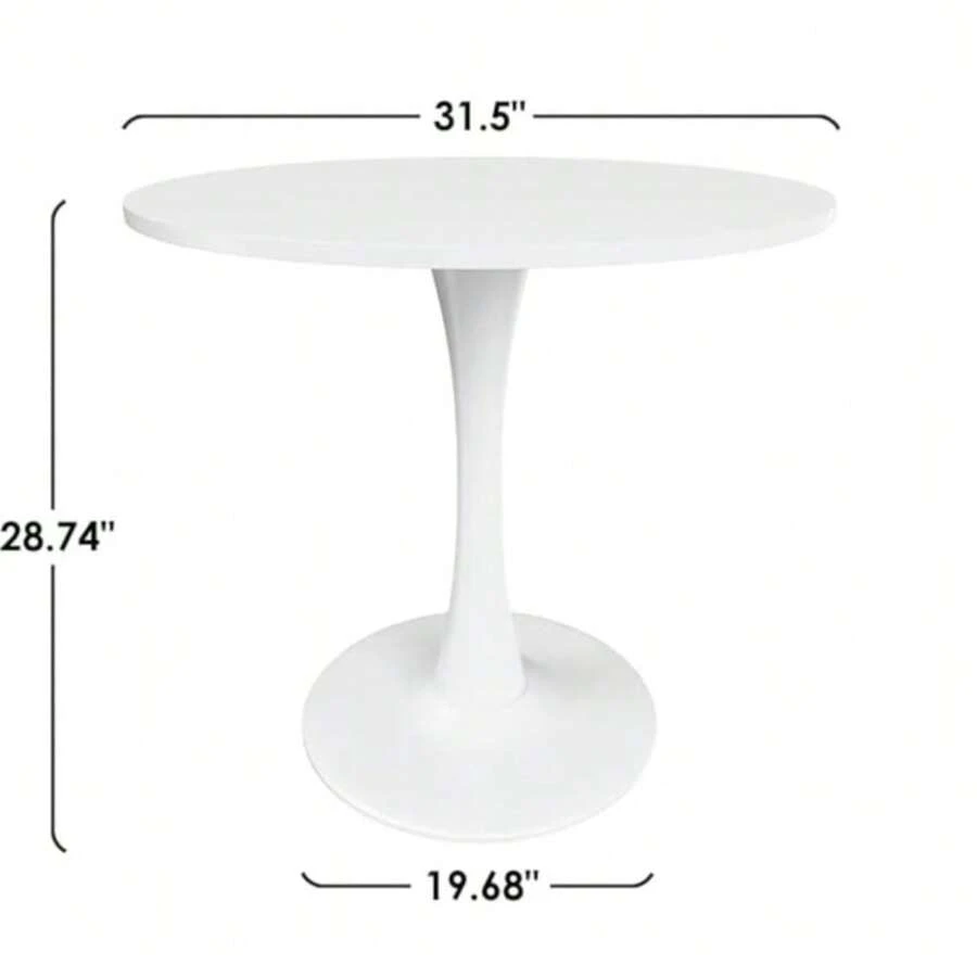 31.5" Small Round Dining Tulip Table, - White - View 1