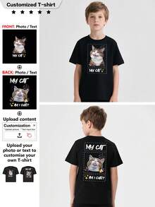 Customized Personalized T-Shirt, Sport T-Shirt, Breathable, A Gift, - Add Images To Design Your Own Personalized Printed T-Shirt - Black - View 1