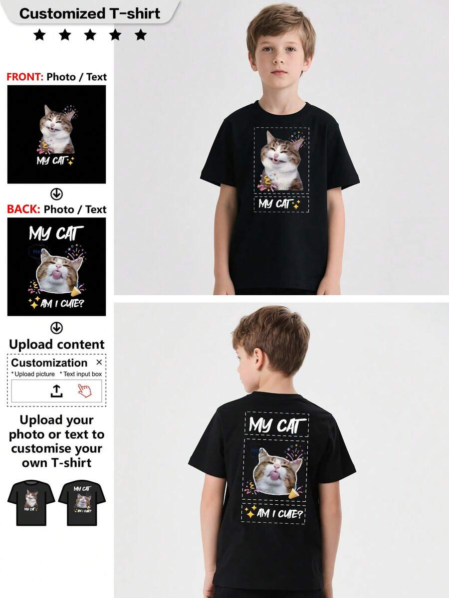 Customized Personalized T-Shirt, Sport T-Shirt, Breathable, A Gift, - Add Images To Design Your Own Personalized Printed T-Shirt - Black - View 1