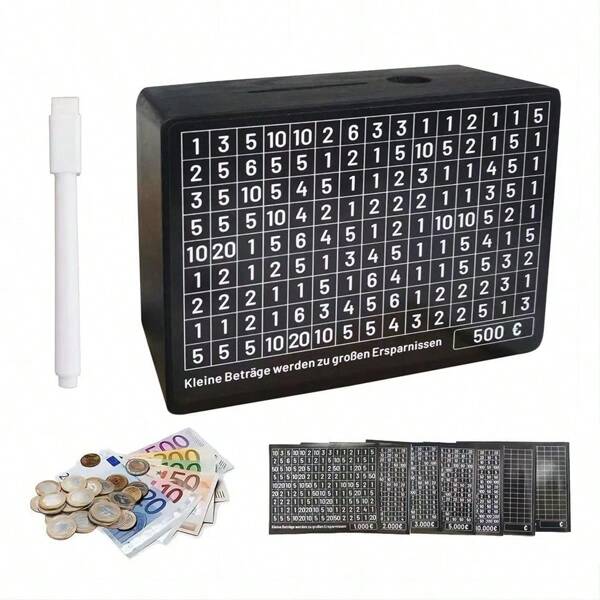 1pc Wooden Piggy Bank With 8pcs Number Stickers Counter, Black, Elegant, Ideal Gift For Friends, Good Helper For Home Savings Plan