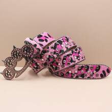 新款水钻扣哥特风暗黑西部牛仔豹纹腰带，女士奢华设计师品牌水钻闪亮腰带，Y2K哥特风E女孩水钻腰带，男士夏季、校园休闲、商务、男友丈夫父亲男士礼物、日常佩戴、时尚、青少年、户外、度假、运动、旅行、街头、波西米亚风、复古秋季、万圣节秋冬配饰，适合青少年、青年、男士、休闲、户外、运动、度假、毕业礼物、生日、日常佩戴