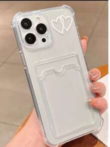 1pc Airbag Anti-Fall Heart Pattern Phone Case Compatible With Iphone 17/17 Air/17 Pro Max, 16/16 Pro/15/15 Pro/15 Pro Max/14/14 Pro Max/13/11/XR, Soft Protective Cover - Clear - View 6