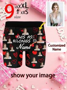 1 pieza Calzoncillos personalizados con foto y nombre - Ropa interior con diseño personalizado impreso con foto y texto, calzoncillos divertidos con rostro, regalo para el Día de San Valentín/Aniversario/Boda/Fiesta/Cumpleaños, regalo sexy y divertido para papá/esposo/novio