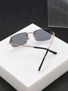 1 buc Ochelari de soare din oțel inoxidabil pentru bărbați, cu ramă dreptunghiulară retro, stil casual de afaceri, potriviți pentru ieșiri, vacanțe și călătorii