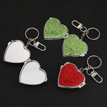 1pc Crystal Metal Heart Shaped Keychain Mirror Charm, Portable Compact Makeup Mirror Shiny Decor School Letter Car Accessories Cute Goth Y2k Halloween Accessories Teachers Day - Mirror Heart - View 11