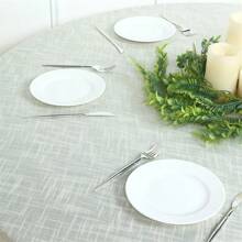 1 pezzo Tovaglia rotonda in cotone e lino beige, adatta per matrimoni e decorazione quotidiana