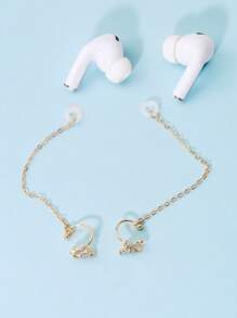 2pcs Bluetooth Earphone Anti-Lost Strap, Rhinestone Butterfly Design Earring Hook Compatible With AirPods