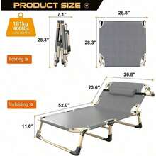 Cama plegable de camping para adultos, cama plegable para huéspedes de uso pesado con colchoneta - 75 x 28 x 12 pulgadas - Ver 9