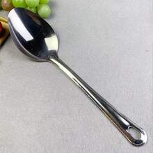 1pc/2pcs Stainless Steel Serving Spoon - Large Size, Ergonomic Metal Self-Serve Spoon, Suitable For Hotel, Cafeteria, Home Use And Outdoor Picnic, Elegant And Durable