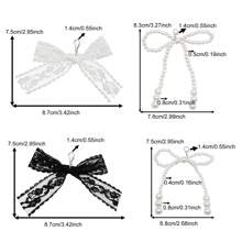 8pcs Lace Bow Shoe Charms For Sneakers Pearl Shoelace Black White Bow Pendant Accessories Decorations Clips Jewelry For Keychain Cellphone Strap