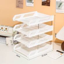 4-Tier Plastic File Tray Office Desk Organizer, Horizontal Filing Rack Paperwork Storage Box Desktop Document Holder, Multi-Layer File Sorting Rack,Back To School,School Supplies