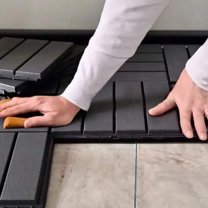 Nicoman 36P Interlocking Deck Tile, 12 "X 12" PP Outdoor Floor, All-Weather Use, Patio Floor Trim Tile