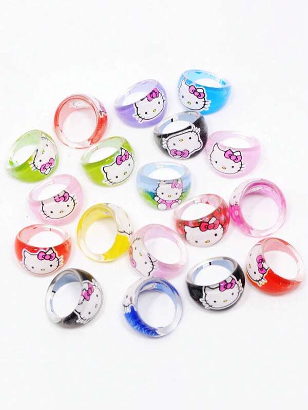 Sanrio 5PC/8pcs/12pcs Sanrio Hello Kitty Acrylic Ring Gifts Made Of Acrylic, These Rings Serve As Charming Gifts, Party Supplies, And Toys. Perfect For Valentine's Day, Mother's Day, Graduations, And More As Gifts Or Party Accessories. Ideal As Themed Wristbands For Birthday Parties, Party Decor, Classroom Decorations, And Class Rewards. Categories: Party Decorations | Themed Party Decorations