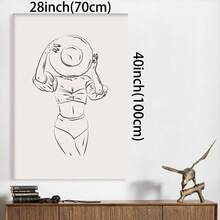 Framed Monem Art Woman Poster, Retro Swimsuit Print, Bikini Art, Swimming Art, Line Art, Sketch Art, Abstract Art, Chic Boho Art, Great Living Room Or Office Wall Decor, Canvas Wall Art, Poster, For Living Room, Bathroom, Bedroom, Office, Home Decor - Framed - View 3