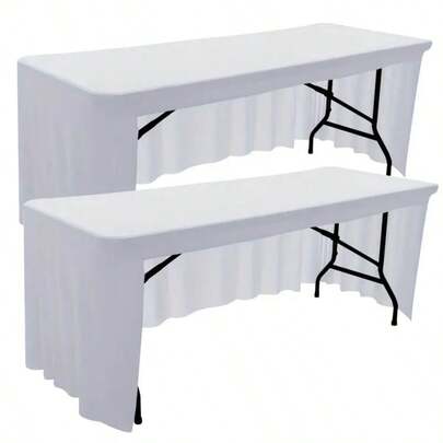 1/2 Pakken Stretch Tafelkleedrok, Polyester Spandex Machine Gemaakt Voor Algemene Pasvormen