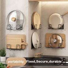 6pcs - Kitchen Stainless Steel Sponge Rack Non Perforated Sink Wall Mounted Steel Wire Ball Drain Rack Cloth Storage Hook Storage Rack