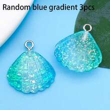 Mixed 3/8-Piece Resin Colored Shell Series Pendant Accessory Set, Suitable For DIY Necklace, Earring, Keychain Jewelry Making Fashion Accessories. - Multicolor - View 12