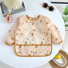 1 件儿童围兜婴儿长款防溢防水喂奶围兜，反穿吃饭，婴儿食物围兜 - 彩色 - 查看 4