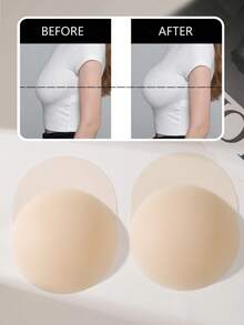 1 对无肩带自粘式乳房提升胶带，露背胸罩隐形乳头贴，可重复使用可清洗，适用于婚纱、派对服装 - 杏色 - 查看 1