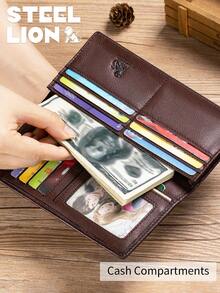 High-Quality Men's Genuine Leather Bifold Wallet, Vintage Multi-Card Slots & Thickened Photo Album, Anti-RFID Coin Purse, Suitable For Valentine's Day, Father's Day, Teacher's Day, Back To School, Graduation, And Christmas Gifts